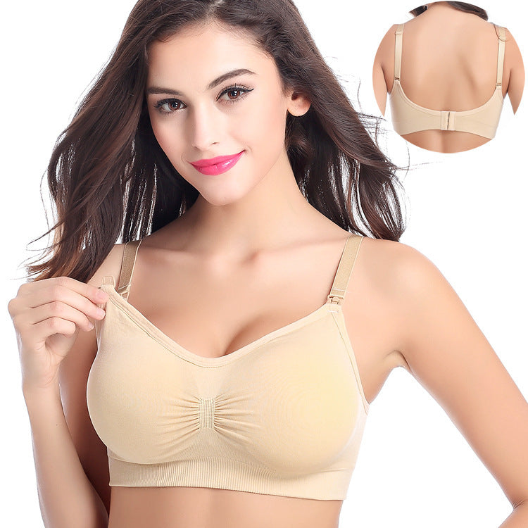 Adjustable Nursing Bra Top Buckle Wireless Underwear Pregnant Women Push Up Anti-sagging Nursing Bra With Breast Pad