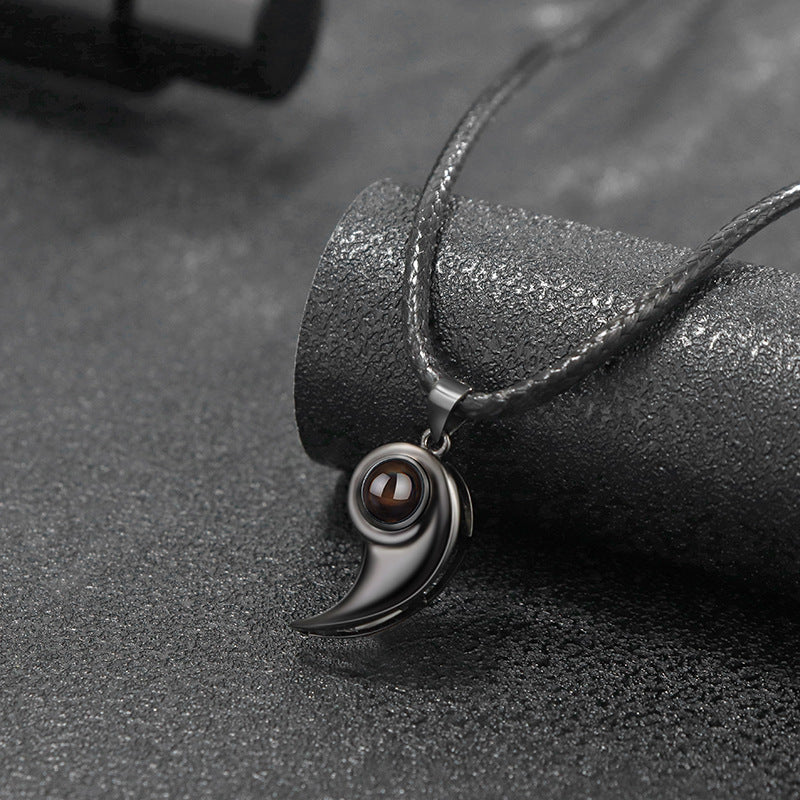 Thanksgiving Christmas Gift Love Heart-shaped Couple Projection Necklace Men And Women 100 Languages Customized Graduation Color Photo