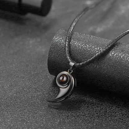 Thanksgiving Christmas Gift Love Heart-shaped Couple Projection Necklace Men And Women 100 Languages Customized Graduation Color Photo