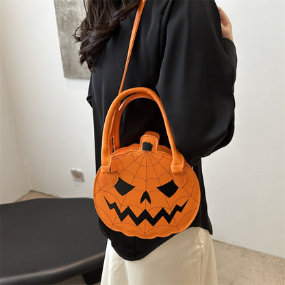 New Contrasting Color Women&#039;s Bag Simple Shoulder Small Round Bag Funny Pumpkin Bag Women&#039;s Bag