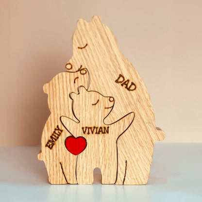 Handmade Wooden Ornaments Wood Bear Family Personalized Wooden Pet Carving Crafts