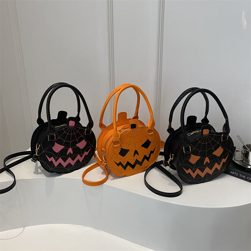 New Contrasting Color Women&#039;s Bag Simple Shoulder Small Round Bag Funny Pumpkin Bag Women&#039;s Bag