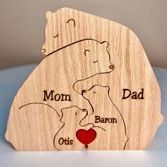 Handmade Wooden Ornaments Wood Bear Family Personalized Wooden Pet Carving Crafts