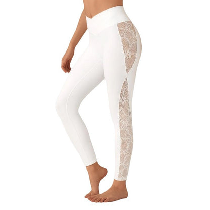 Slim Lace Stitching Yoga Leggings High Waist Cross-border Running Fitness Clothing