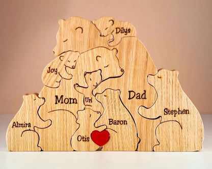 Handmade Wooden Ornaments Wood Bear Family Personalized Wooden Pet Carving Crafts