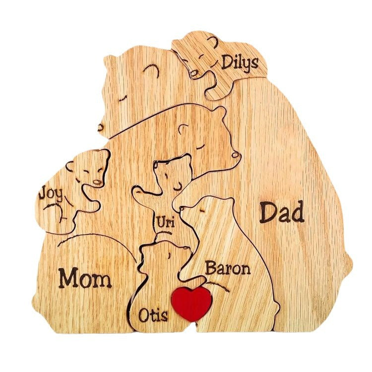 Handmade Wooden Ornaments Wood Bear Family Personalized Wooden Pet Carving Crafts