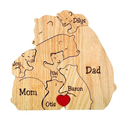 Handmade Wooden Ornaments Wood Bear Family Personalized Wooden Pet Carving Crafts