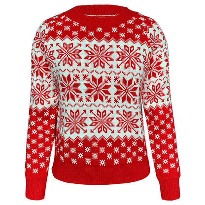 New Wish Amazon European And American Sweater Women&#039;s Christmas Snowflake Long Sleeve Base Knitted Wool