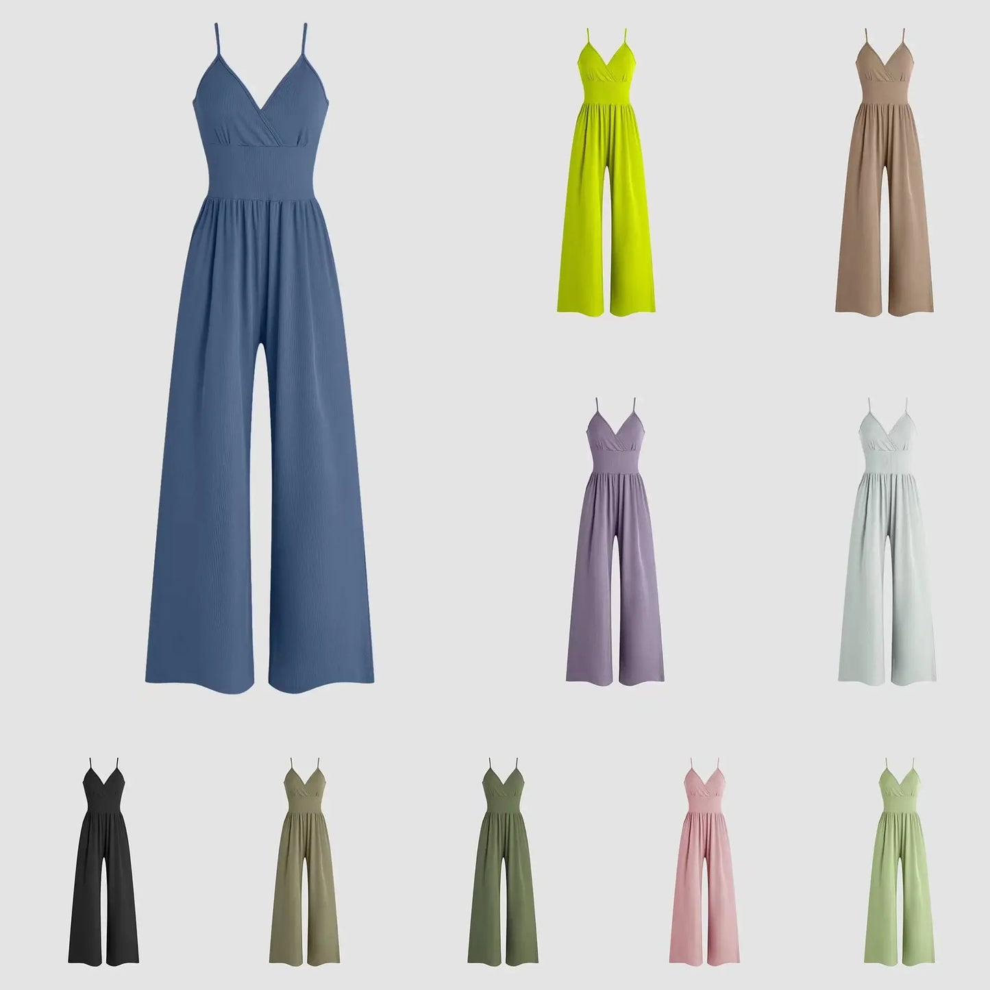 Summer Pants Set Multi-color Temperament Commuter Sling Waist Fashion Casual Jumpsuit