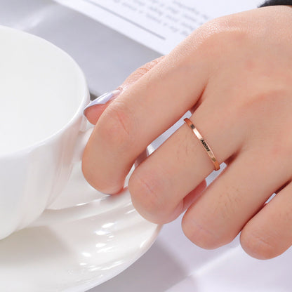 DIY Engraving Name Gold Ring Stainless Steel Couple Ring Personalized Jewelry Gift Yiwu Direct Sales Wholesale