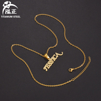 Cross-border Wish Europe And The United States New DIY Letter Pendant Necklace Personality Diamond Titanium Steel Clavicle Chain Women A Generation Of Hair