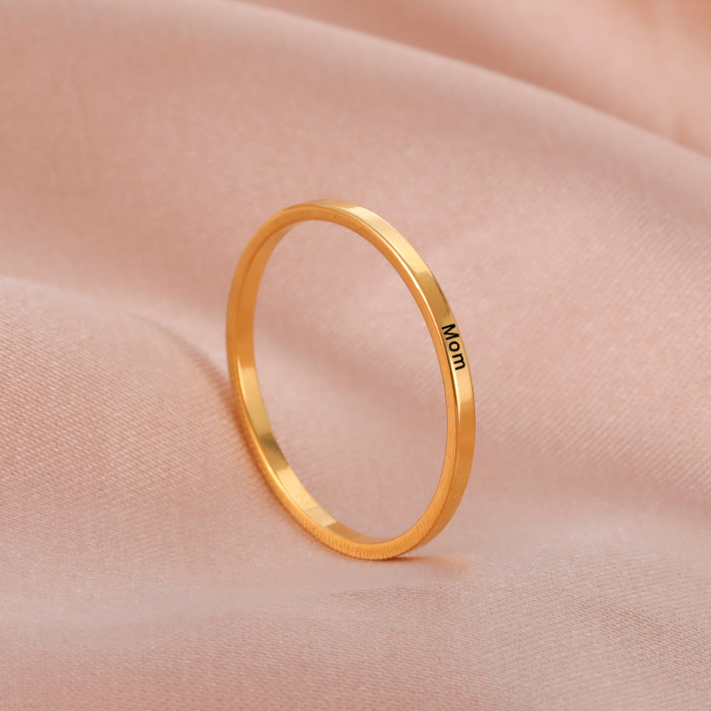 DIY Engraving Name Gold Ring Stainless Steel Couple Ring Personalized Jewelry Gift Yiwu Direct Sales Wholesale